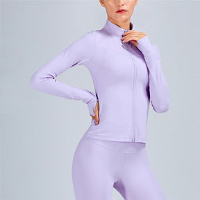 Vnazvnasi Women Long Sleeve With Thumb Hole Sports Jacket Zipper Design Yoga Shirt Fitness Sports Coat Workout Jogging Wear