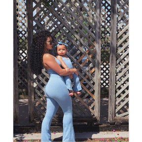 Mommy And Me Jumpsuits Mother Daughter Blue Pants Mom Baby