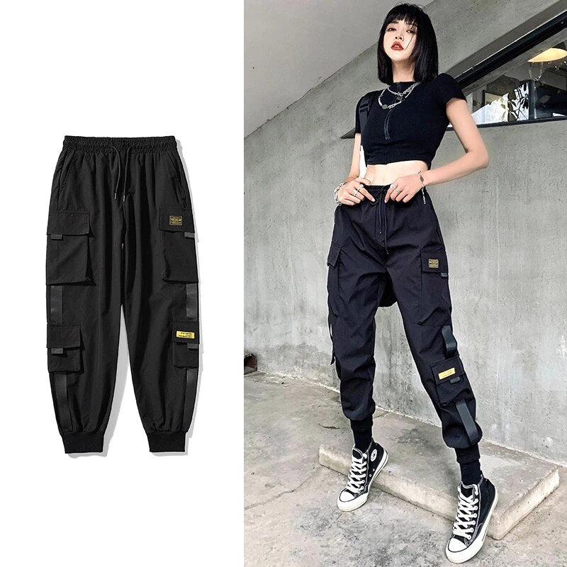 Streetwear Black Pants Women Korean Style Elastic Waist Sweatpants Baggy Pants Summer Autumn Hip Hop Harajuku Trousers Women