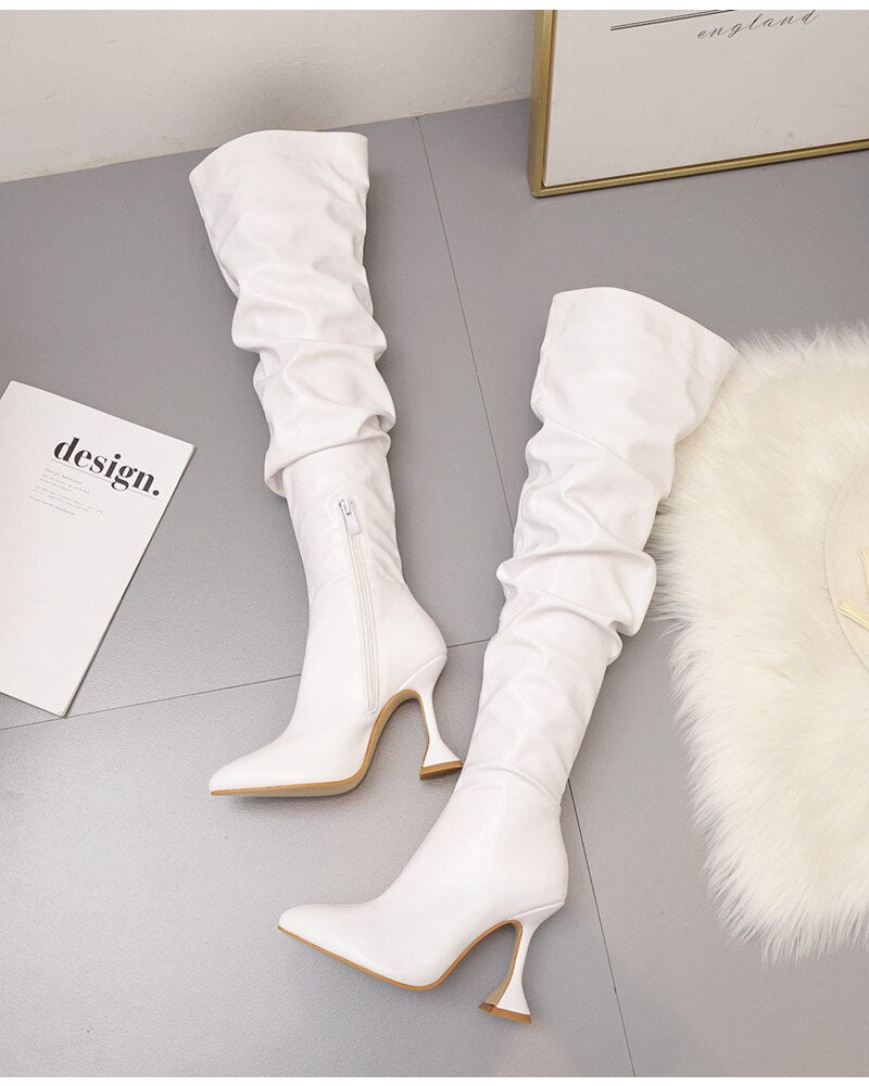 Star style Crystal Stretch Women Thigh high boots Elastic Slim Over the knee Boots Autumn Winter High heels Long Boots Shoes