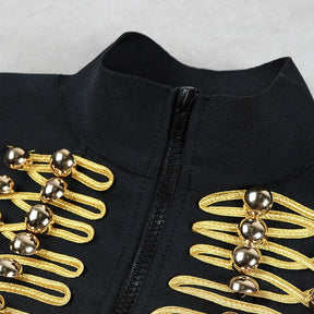 HOT New Chic Golden Button Embellished Long Sleeves Wholesale Celebrity Party Bandage Jacket
