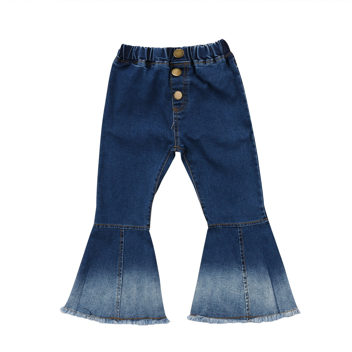 New Casual Toddler Baby Kids Girls Pants Denim Bell Bottom Pants Jeans Wide Leg Trousers 2-7Yrs