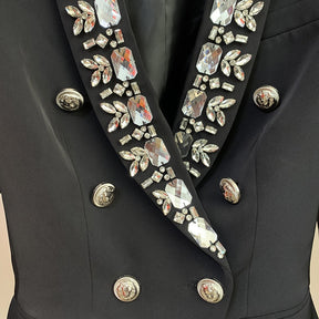 BlackJackets Blazer High Quality Cotton Embroidered Beading Gold Double-breasted Button Beaded Shawl Collar Blazer