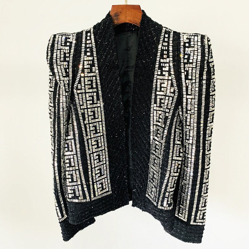 Shrug Handmade Beaded Blazer  New Design Shrug Bright Silk Drill Bright Silk Tweed Wool Jacket Coat Blazers High Quality