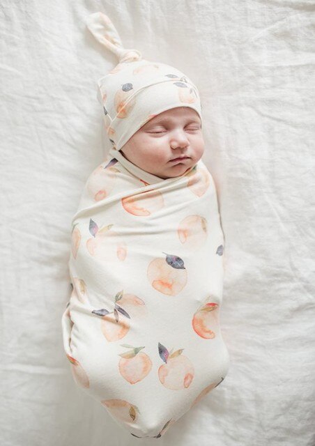 Newborn Baby Turban Cotton Beanie 0-6M Infant Baby Swaddle Blanket Boy Girl Floral Baby Wrap headbands
