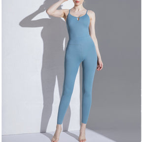 Sexy Cross Back Sport Suit Seamless Dance Yoga Set Fitness Jumpsuit Sportswear For Women Gym Running Training Athletic Suit