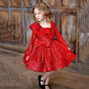 Formal Evening Dress For Girls Birthday Wedding Party Costume Kids Girl Elegant Sequins Bridesmaid Dresses Children Clothes