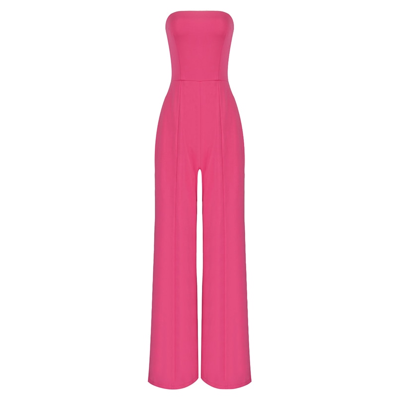 Jumpsuit Celebrity Party Cocktail Dress Pink Tube Top Wide Leg Mopping One Piece For Female Clothing