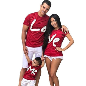 Family Tshirt Valentine Day Family Look Love Print Short Sleeve T-shirt Mommy And Me Clothes Boys Girls Fashion Tops