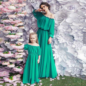 Family Clothing Matching Mother Daughter Dresses Bohemian Strapless Long Dress Family Matching Outfits Mother Girl Clothing