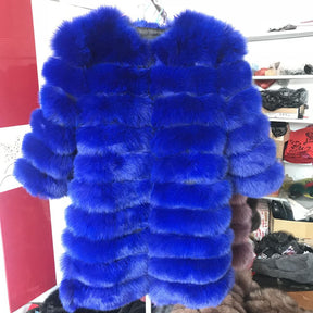 real fur coat 100% natural fur jacket winter warm leather fox fur coat