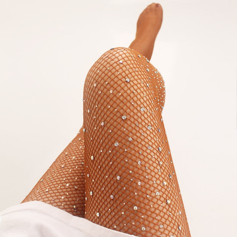 Sexy Rhinestone Women Tights  Fishnet Stockings