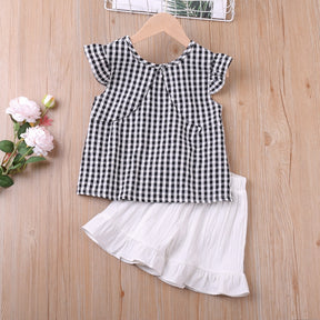 Summer Thin Suit Flower Sling Top+Denim Shorts 2Pcs Clothing Sets