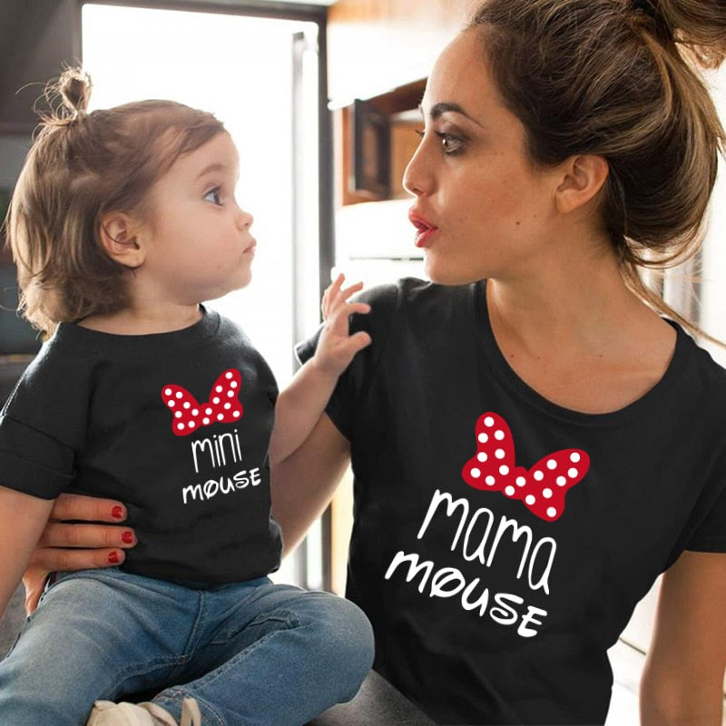 Mama Mouse T-Shirt Family Matching Clothes Summer Fashion Cotton Tops Mother and Daugther Family Looks Clothing