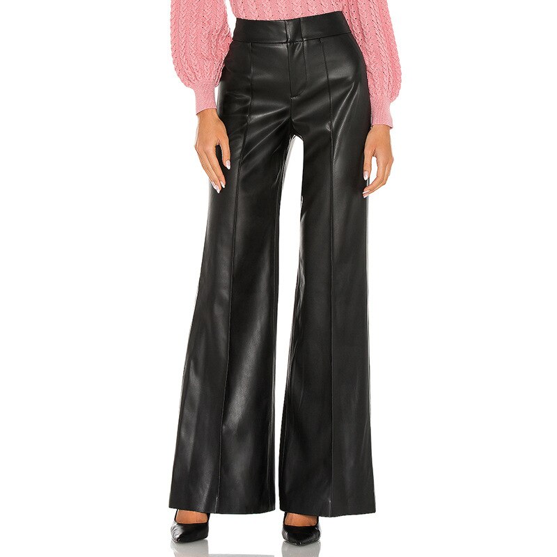 Wide Leg Faux Leather Pants Women Vintage High Waist Streetwear Loose Casual High Street Female Black Mujer Pantalones Trousers
