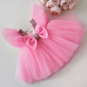 Flower Girl Dresses For Weddings Kids Bow Tulle Princess Cloth For Elegant Birthday Party Children Tutu Costume for girls