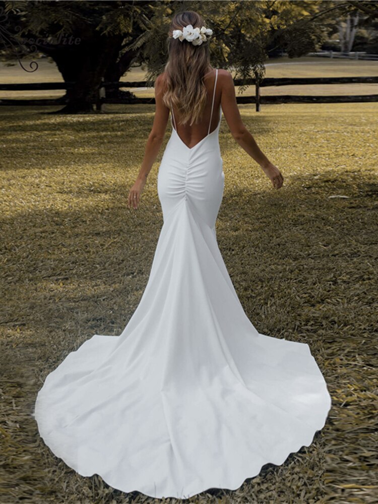 Simple Elegant Mermaid Wedding Gowns Sweetheart Sleeveless Backless Satin Robe De Mariée Hot Sale Custom Made Wedding Dress