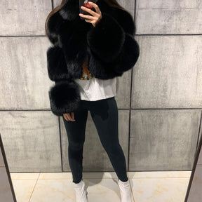 Fashion Winter High Quality Faux Fur Coat Women Winter Elegant Turn-down Collar Thick Warm   Fur Mink Woman Jacket