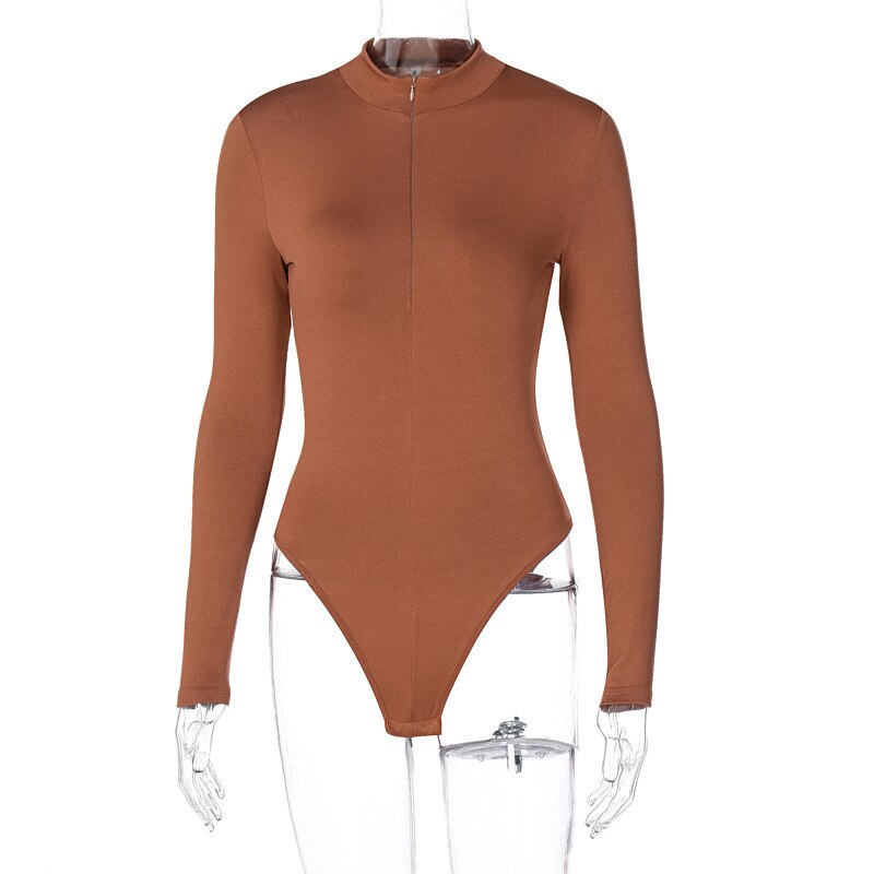 Women Sexy Bodysuit Winter Casual Bodycon Solid Knitted Turtleneck Bodysuits