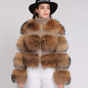 Raccoon Fur Jacket Women Winter Real Fur Coat High Quality Natural Raccoon Fur Overcoat