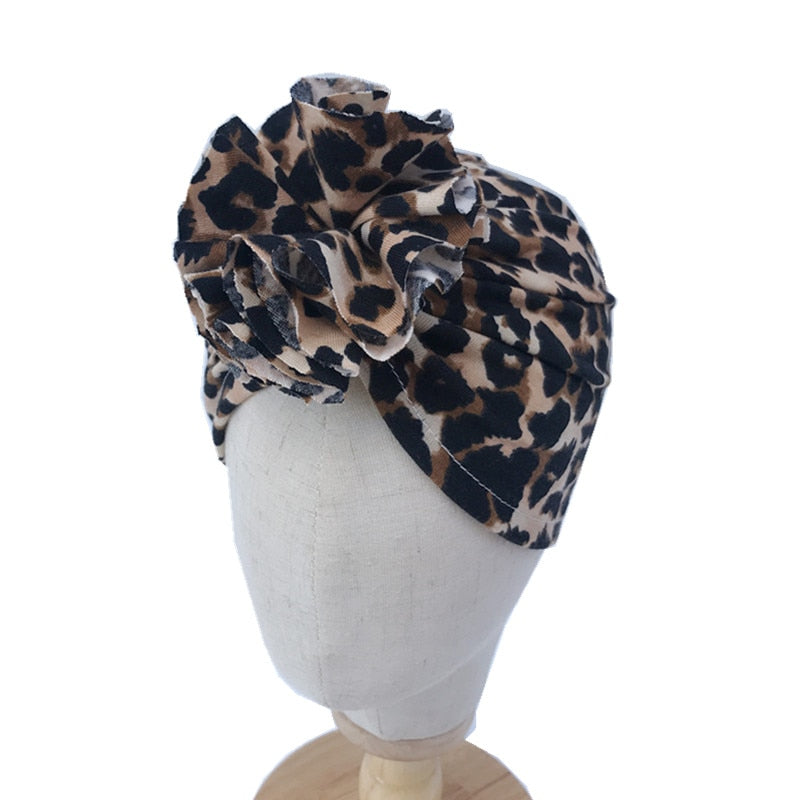 Mom and Baby Headbands Set Spring and Autumn Leopard Flower Printed Turban Infant Headwrap for Newborn