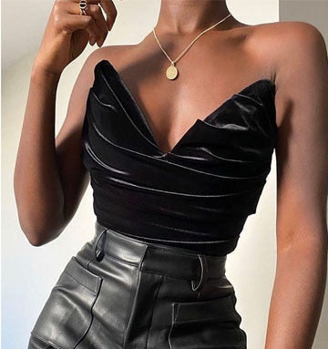 New Fashion Off Shoulder Deep-V Neck Push Up Bust Sexy Black Corset Top For Women Summer Party Clothing