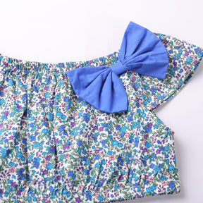 Summer Girl Set New Flower Printed Tops+Shorts 2Pcs