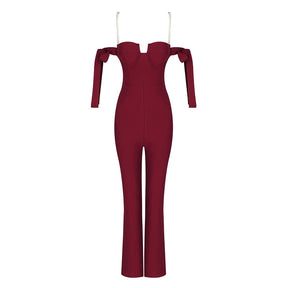 Jumpsuit Sexy Spaghetti Strap Off The Shoulder Lac-up Design Celebrity Party Bandage Rompers