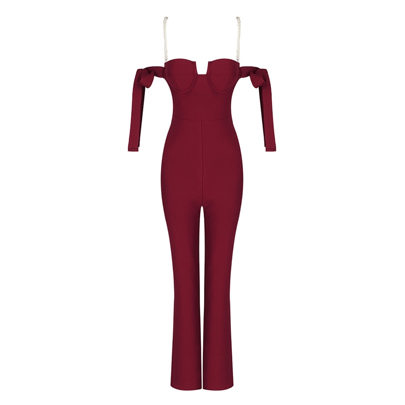 Jumpsuit Sexy Spaghetti Strap Off The Shoulder Lac-up Design Celebrity Party Bandage Rompers