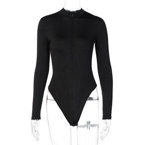 Women Sexy Bodysuit Winter Casual Bodycon Solid Knitted Turtleneck Bodysuits
