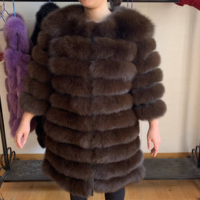 real fur coat 100% natural fur jacket winter warm leather fox fur coat