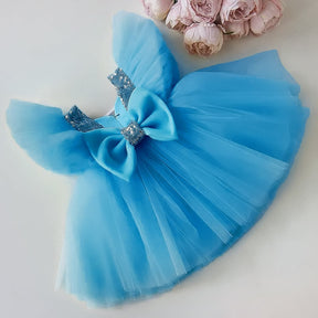 Flower Girl Dresses For Weddings Kids Bow Tulle Princess Cloth For Elegant Birthday Party Children Tutu Costume for girls