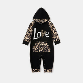 Mommy and Me Clothes Autumn Winter Leopard Print Hoodies Dress for Mom Daughter Outwear Baby Romper Family Matching Clothes