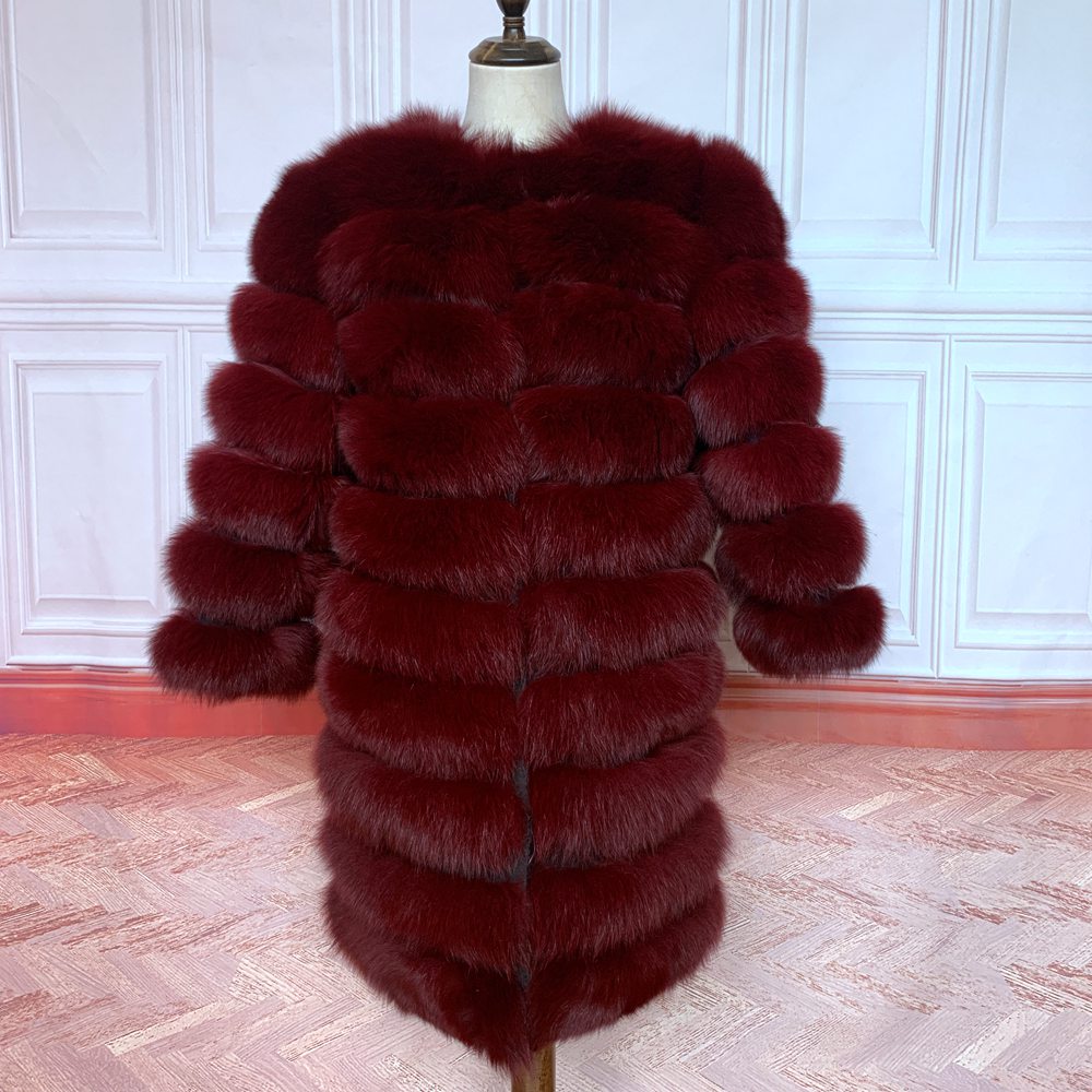 real fur coat 100% natural fur jacket winter warm leather fox fur coat