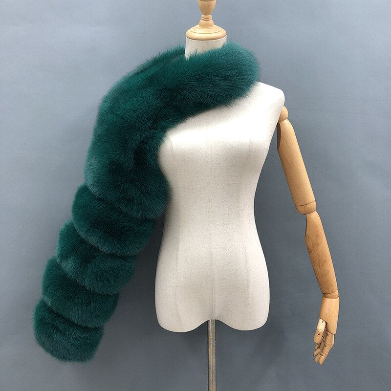 Fashion Winter High Quality Short Faux Fox Fur Coat Women  One Shoulder Long Sleeve Warm Mink Jackets Furry Coat Femme Top