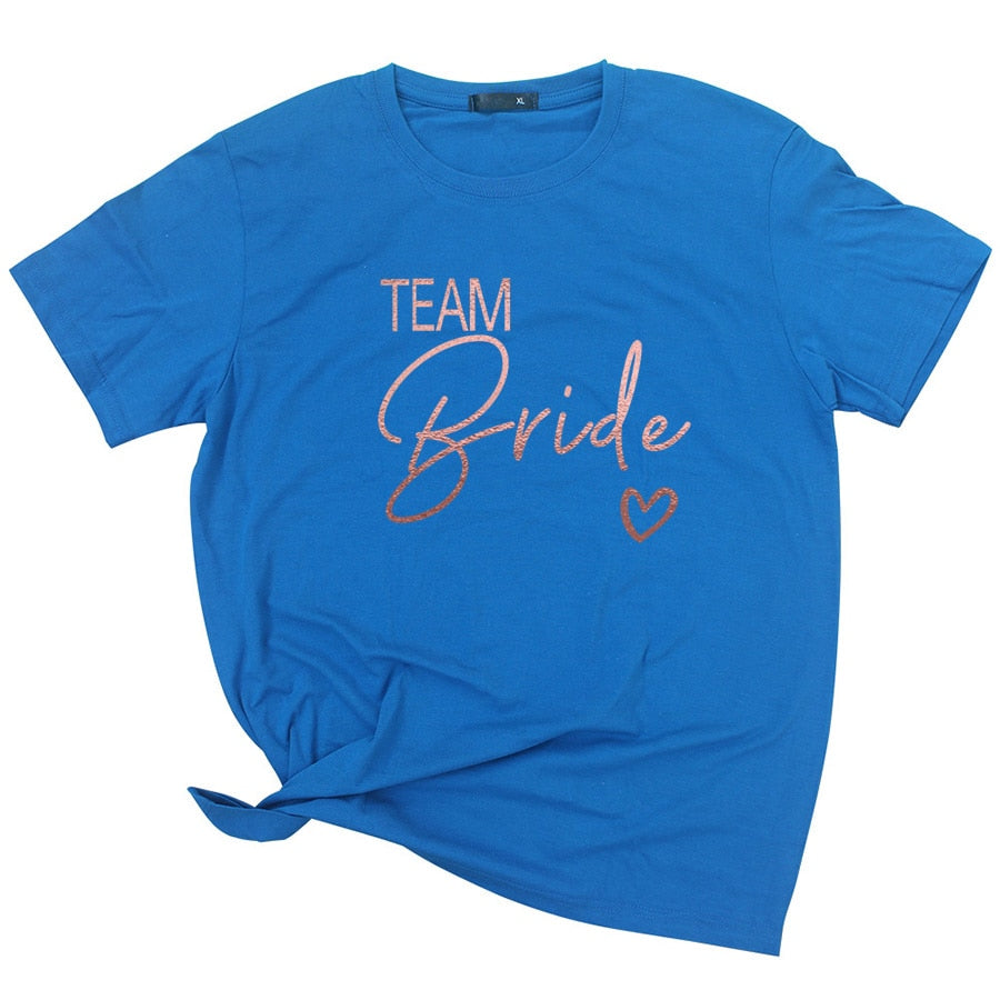 Team Bride Love Heart T Shirt Novetly  Aesthetic Bridesmaid Bride Squad T-shirt Women Ulzzang Wedding Party Tops