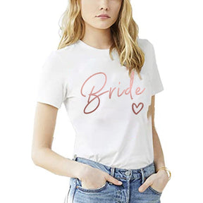 Team Bride Love Heart T Shirt Novetly  Aesthetic Bridesmaid Bride Squad T-shirt Women Ulzzang Wedding Party Tops