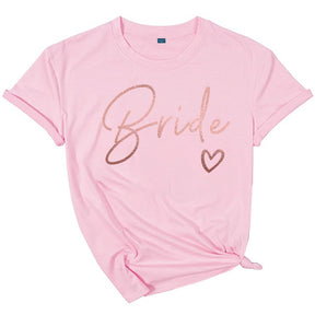 Team Bride Love Heart T Shirt Novetly  Aesthetic Bridesmaid Bride Squad T-shirt Women Ulzzang Wedding Party Tops