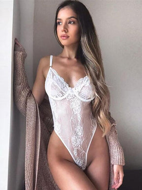 Neongirl Wireless Chest Wrapping Bodysuit for Women See Through  Lace Lingerie Tight Mesh Sheer Nightwear Erotic V Neck 2022