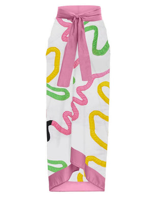 Fashion Colorblock Bikini Set Swimsuit Skirt Holiday Beach Dress Designer Bathing Suit Summer Surf Wear
