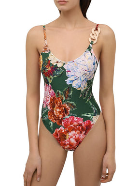 Women Bathing Suit Printed One Piece Swimsuit and Skirt Holiday Beach Dress Push Up Triangle Bikini Set Backless Surf Wear