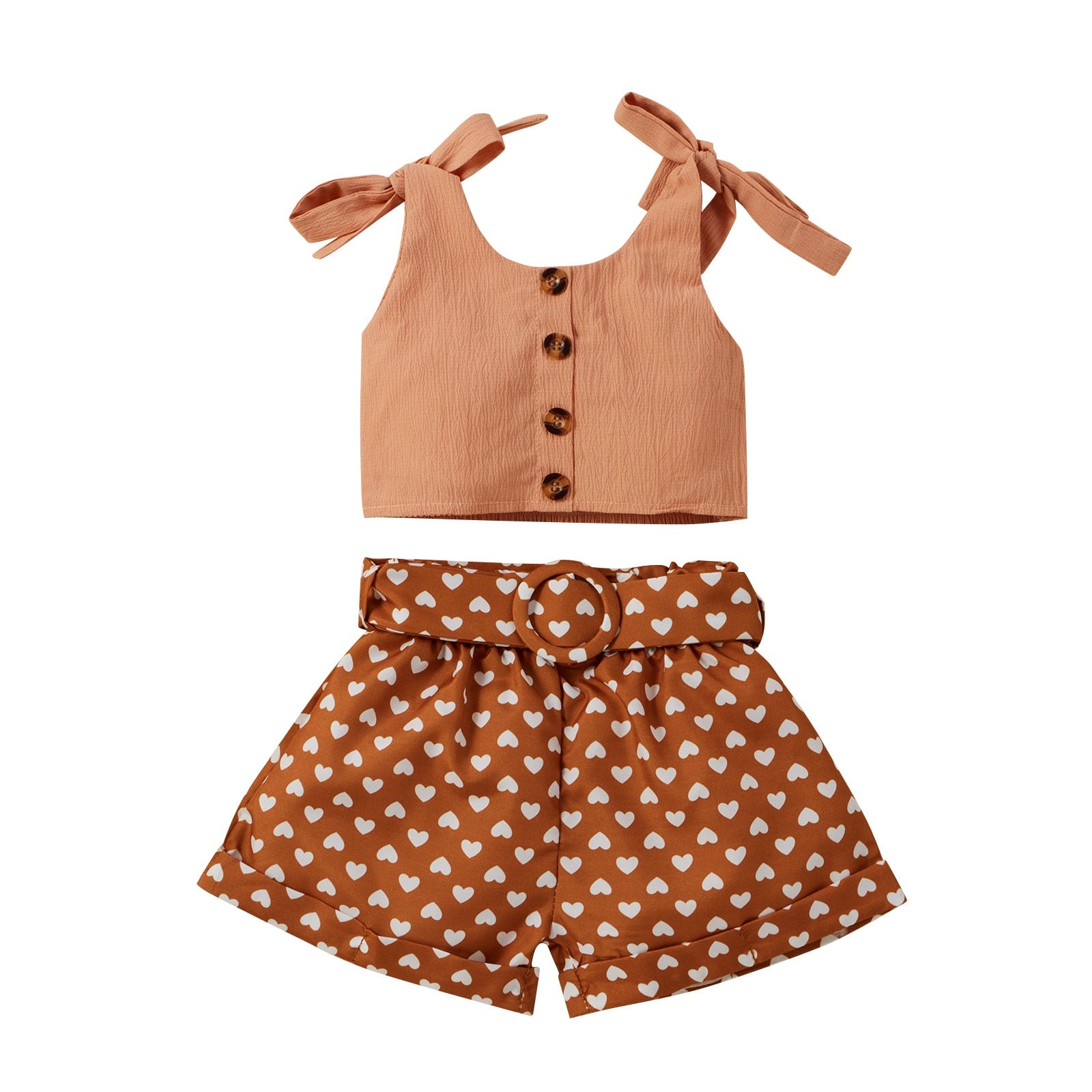 r New Suspender Top+Heart Shape Print Shorts