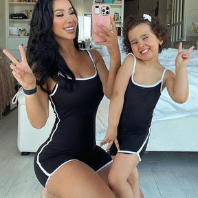 Mother And Daughter Yoga Overalls Women Girl Summer Clothes Family Look Matching Outfits Clothing Mom Me Sleeveless Jumpsuits