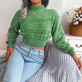 Green Sweaters Autumn Winter Fashion Long Sleeve Knit Crop Tops Casual Slim Pullover Solid Sweater Jumper Soft Warm Pull