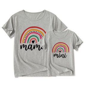 Rainbow Mommy and Me T-Shirt Fashion Family Matching Clothes Rainbow Mama and Mini T Shirt Cute Family Look Kids Tops Outfits