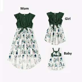 2023 Tank Mother Daughter Matching Dresses Family Set Sleeveless Mommy and Me Clothes Women Girls Long Dress Baby Romper
