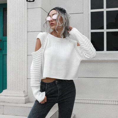 Vintage Pullover Thick Sweaters  Fashion Off Shoulder Clothes Tops Women Sweater Long Sleeve Top Winter