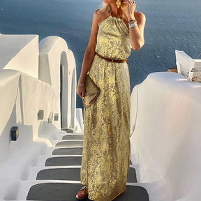 New Fashion Halter Sleeveless Party Dress Solid Backless Loungewear Beach Style Women Summer