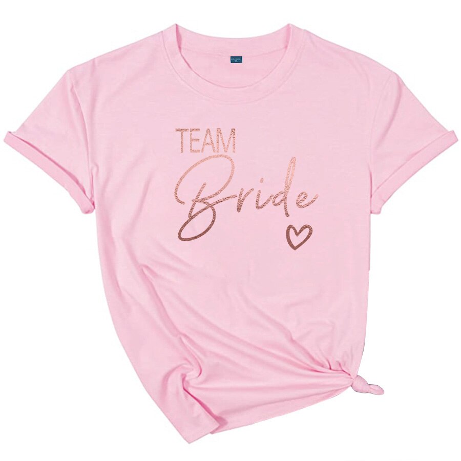 Team Bride Love Heart T Shirt Novetly  Aesthetic Bridesmaid Bride Squad T-shirt Women Ulzzang Wedding Party Tops