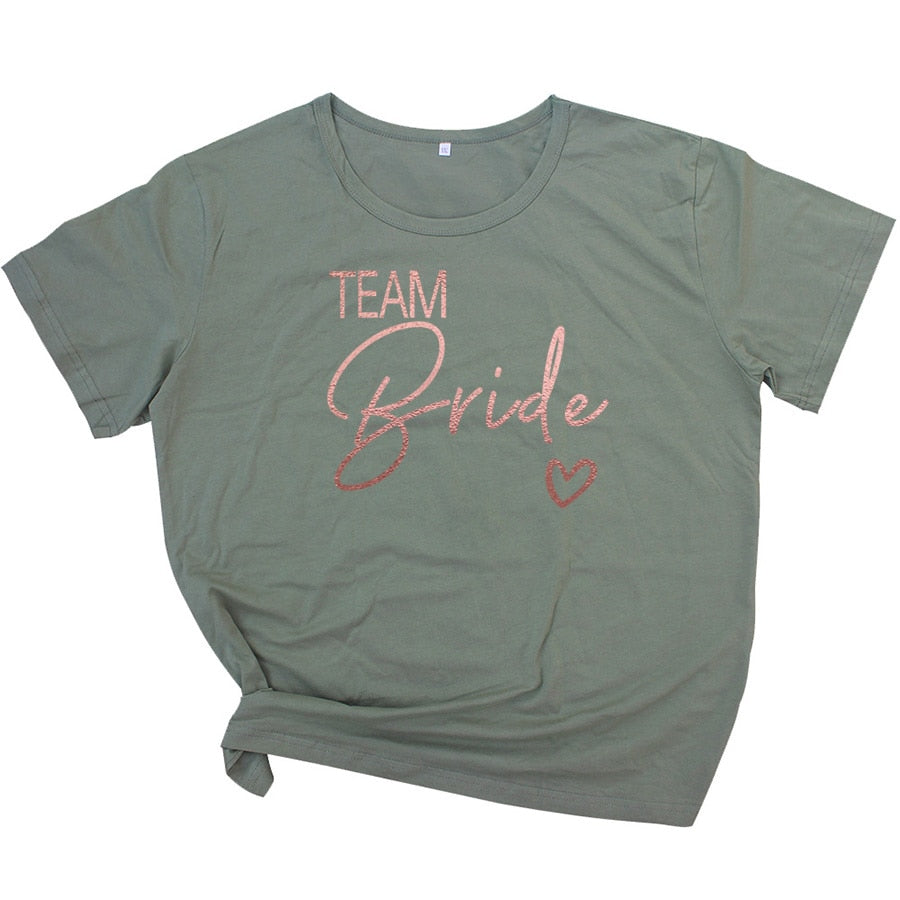 Team Bride Love Heart T Shirt Novetly  Aesthetic Bridesmaid Bride Squad T-shirt Women Ulzzang Wedding Party Tops